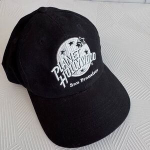 Vintage 1990s Planet Hollywood San Francisco Snapback Hat Black Baseball Cap